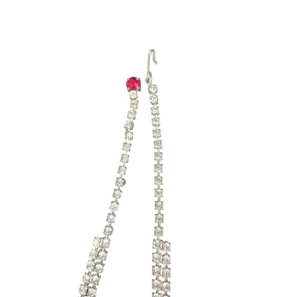 Red Rhinestone & Crystal choker adjustable necklace. - Picture 5 of 6